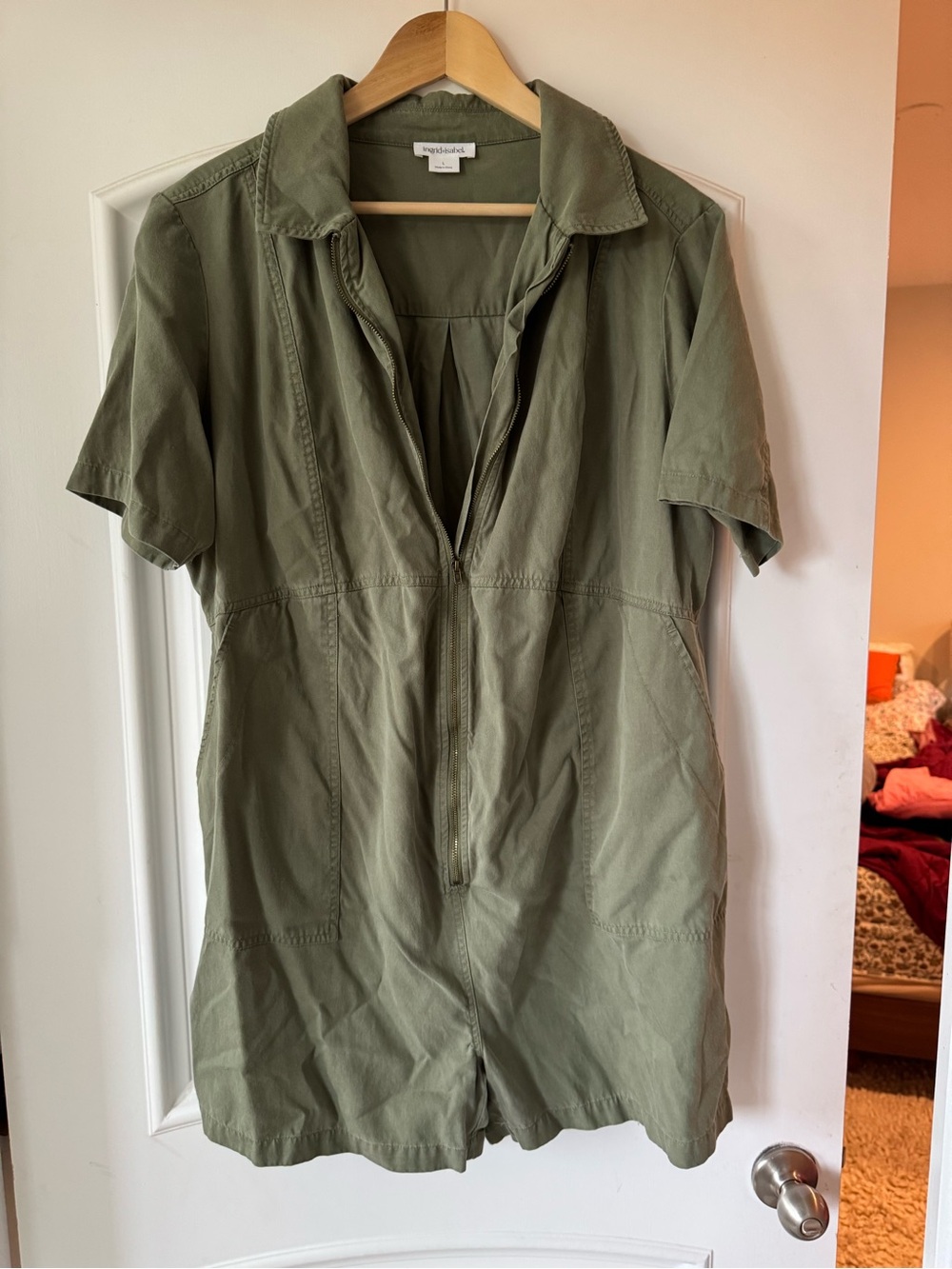Isabel Maternity by Ingrid & Isabel Olive Green Short-Sleeve Maternity Romper